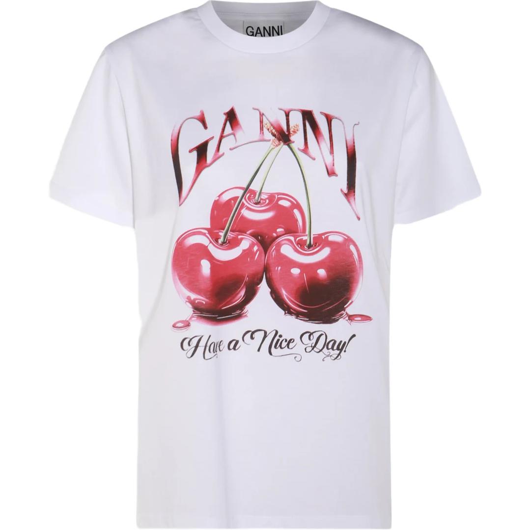 

Футболка с логотипом GANNI, белая