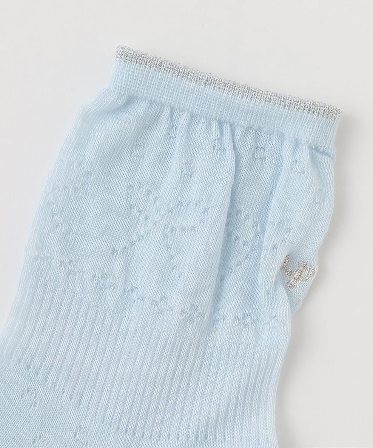 Ажурные носки средней длины Pom ponette junior, Light Blue — фото 2