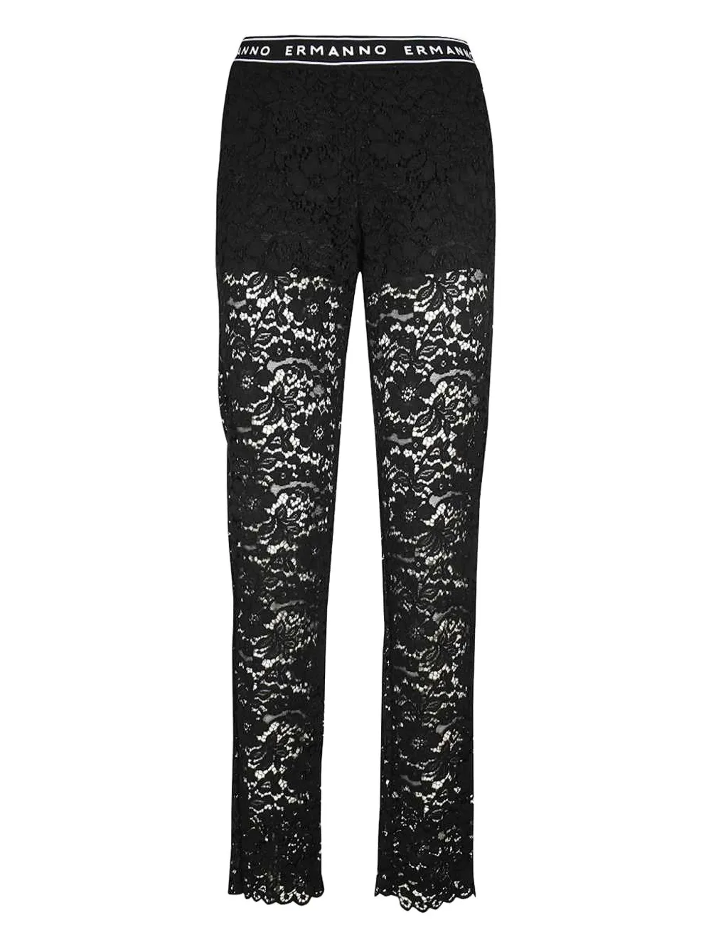 

Кружевные брюки с резинкой на талии Ermanno Scervino, черный