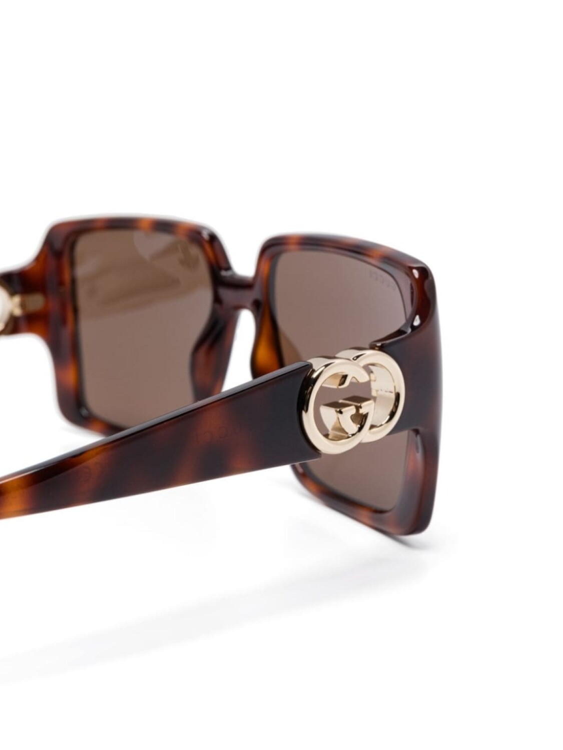 Солнцезащитные очки Gucci Eyewear в квадратной оправе черепахового цвета, коричневый — фото 3