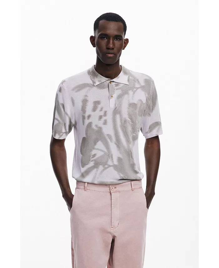 

Мужская поло с коротким рукавом в абстрактном стиле Desigual, серый