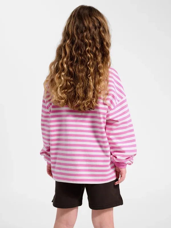 Толстовка Geggo stripe sweatshirt Hummel, фуксия — фото 3