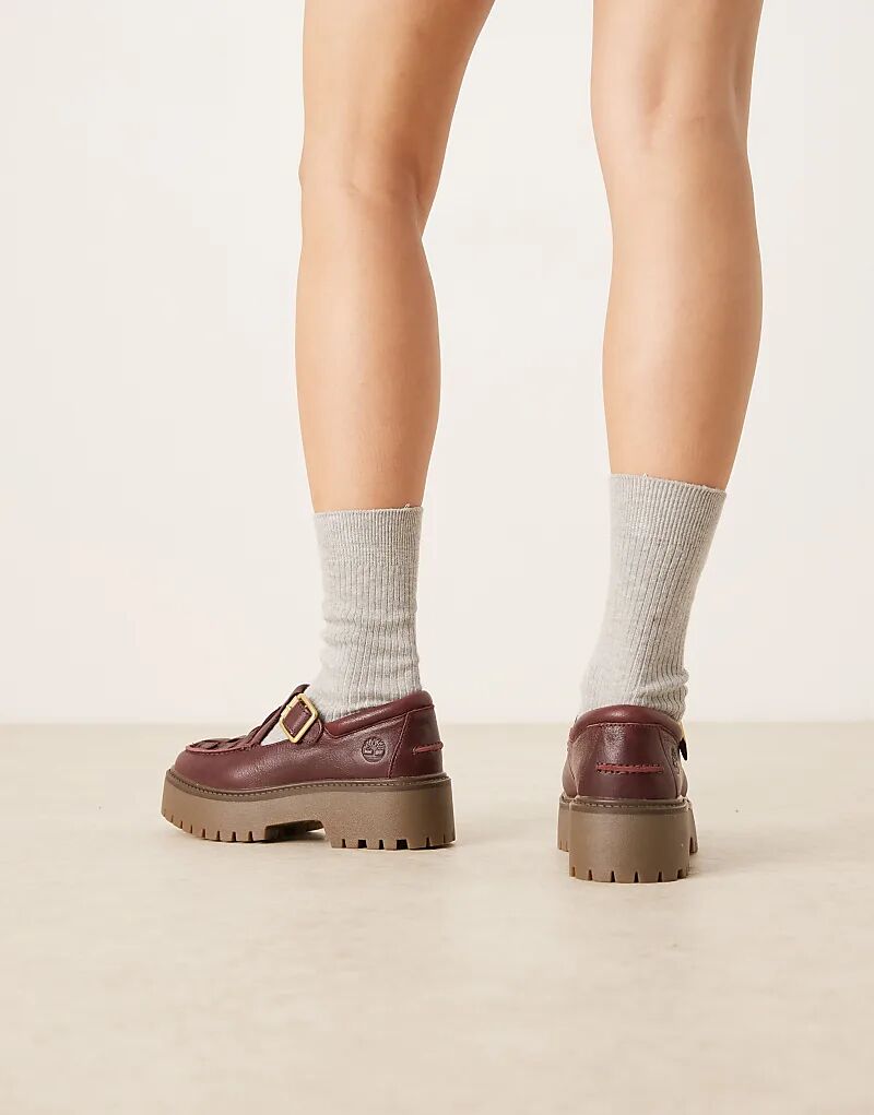 Туфли на платформе Timberland Stone Street Mary Jane из бордовой кожи — фото 2