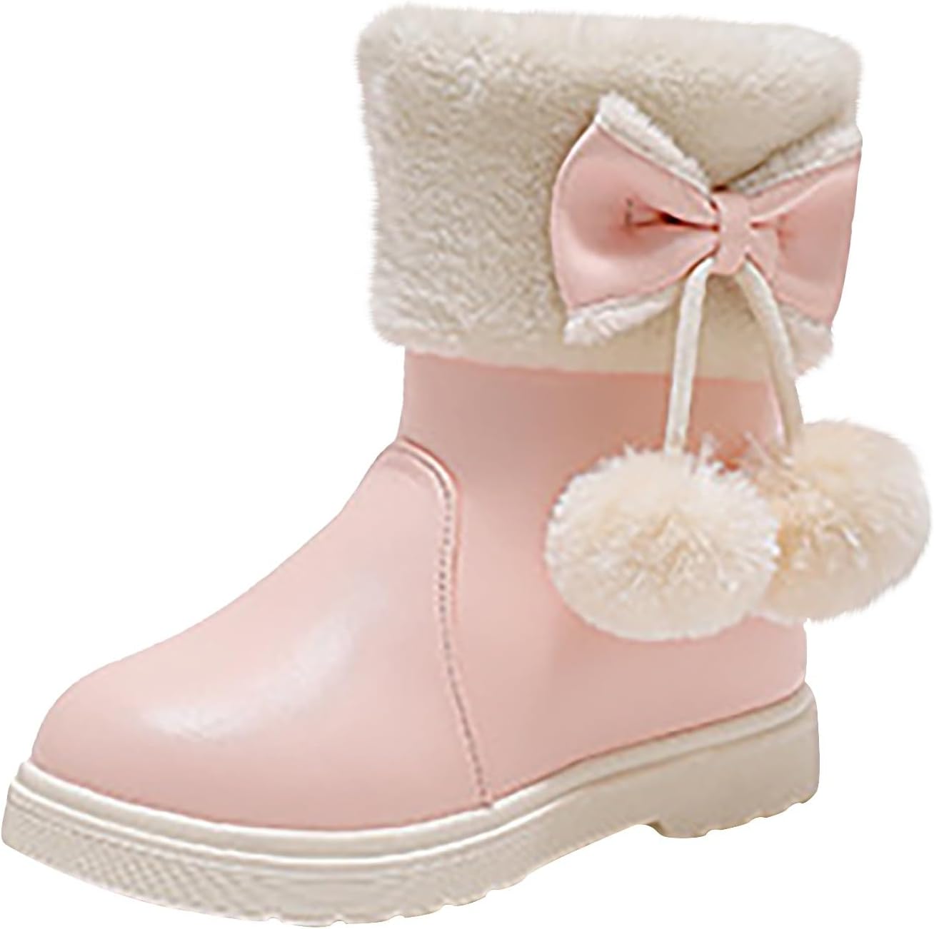 

Ботильоны с бантом, искусственный мех, уютная плюшевая подкладка, зимние короткие ботинки, термо, пушистые зимние ковбойские сапожки Generic, Pink