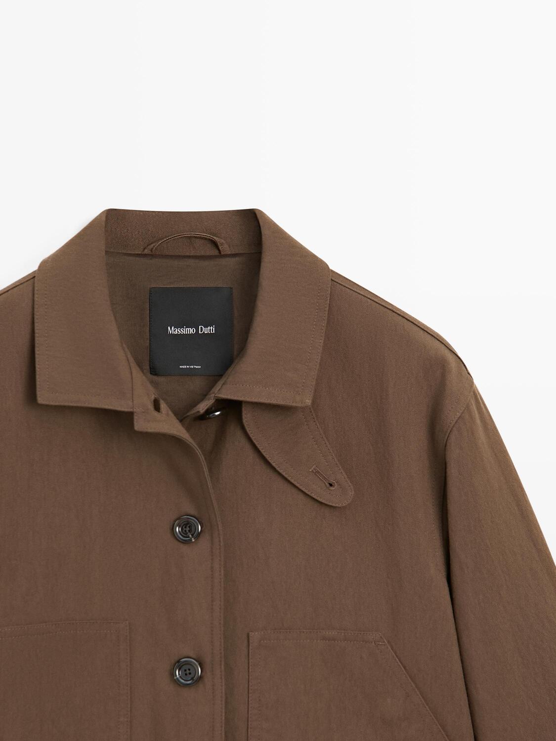 Куртка из хлопковой смеси с карманами Massimo Dutti, brown — фото 4