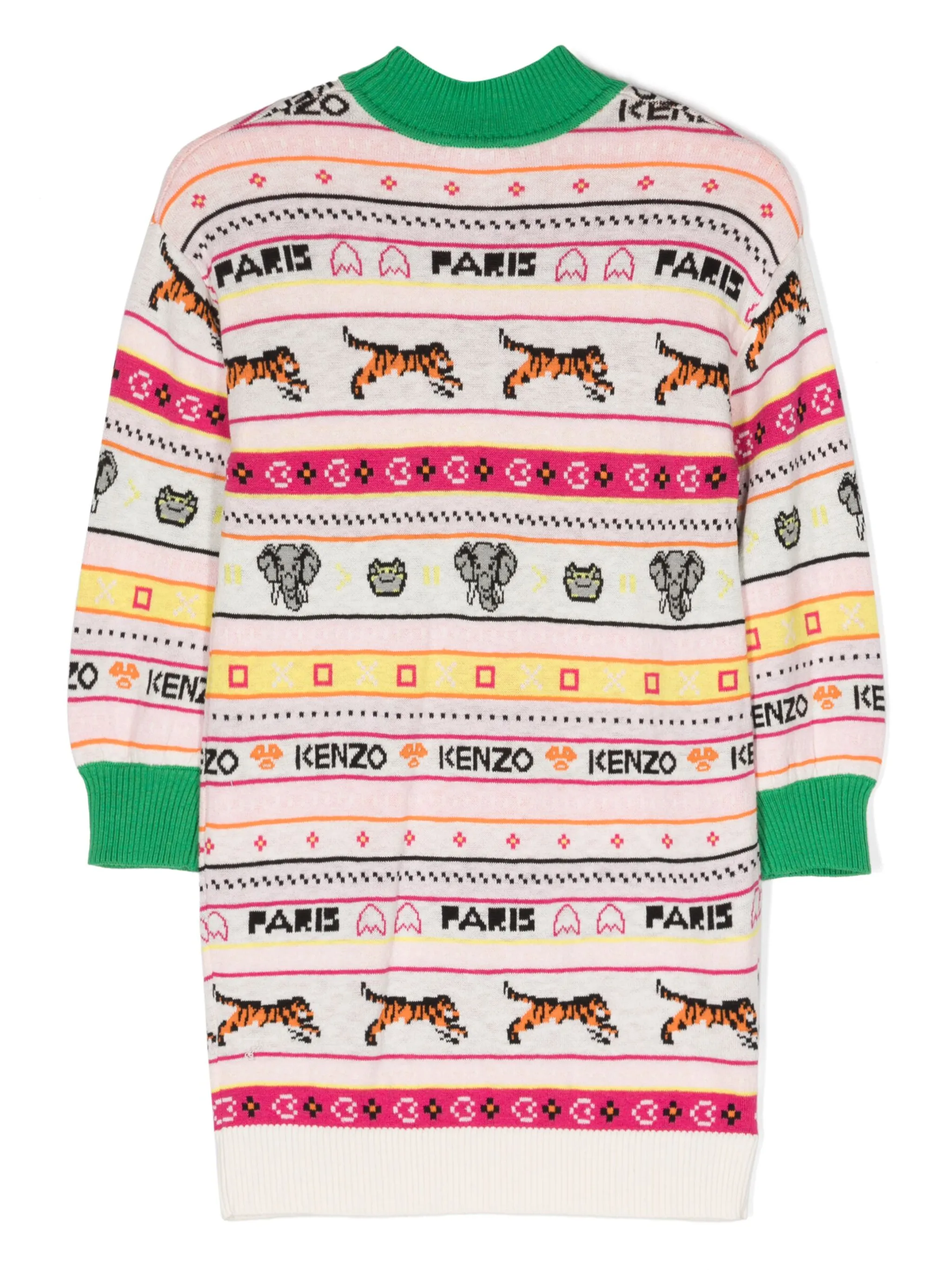 Платье вязки интарсия с логотипом Kenzo Kids, белый — фото 2