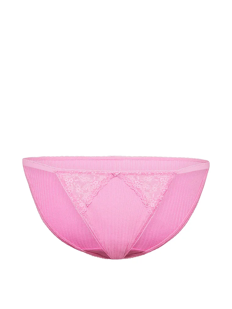 Трусики-Бикини из хлопка с ажурной цветочной кружевной отделкой Victoria'S Secret, Daisy Lace Pink Sugar — фото 3