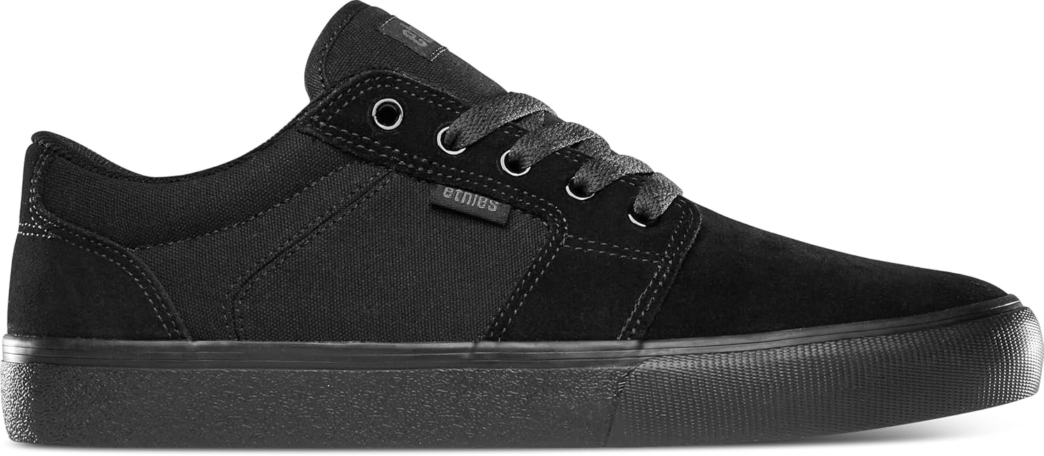 

Кроссовки Etnies Barge LS - Классический скейтбордистский стиль, узкий вулканизированный силуэт, массивный бронированный воротник, усиленная вулканизация, амортизация, повседневные кроссовки, зелено-черные