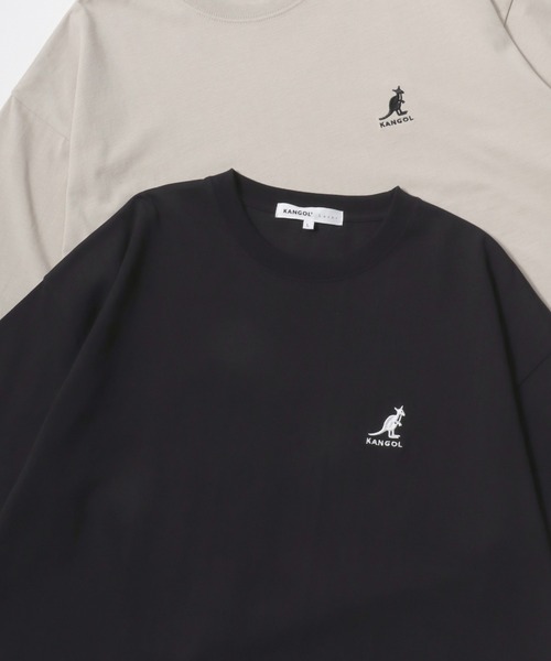 

Футболка хлопковая с коротким рукавом, увеличенного кроя, с вышитым логотипом KANGOL, черная