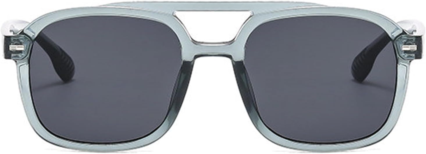 

Солнцезащитные очки Willochra Retro с двойной перемычкой, квадратной формы, для женщин и мужчин, модные, с заклепками, трендовые, с защитой от УФ-излучения UV400, модель F27, Grey