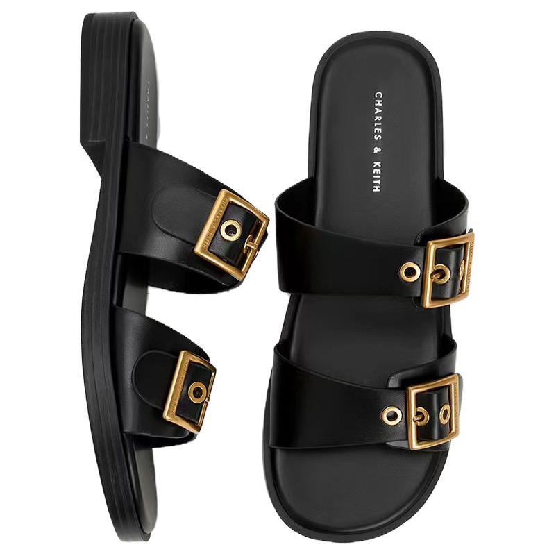 Скользоустойчивые шлепанцы на композитной подошве 3,5 см CHARLES&KEITH, черные — фото 3