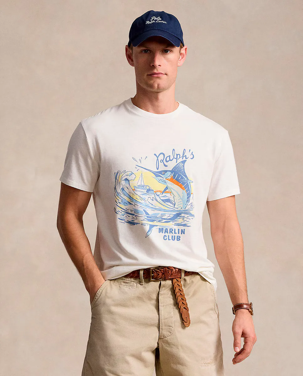 

Футболка Slub из хлопкового джерси с принтом Polo Ralph Lauren, цвет Blanco Roto