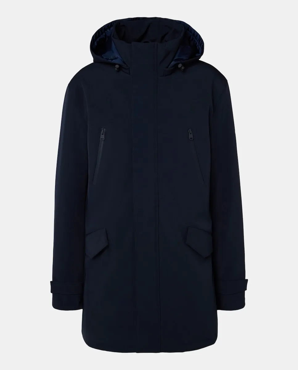 

Длинная нейлоновая парка с капюшоном Green Coast, темно-синий