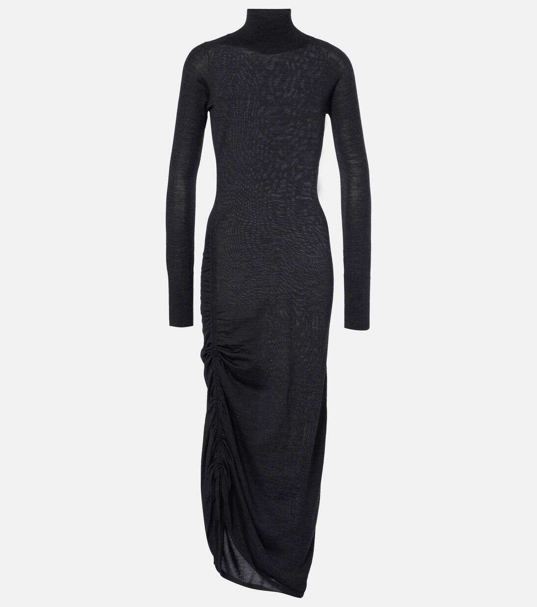 

Платье-водолазка из шерсти с драпировкой Alaïa, цвет ebene
