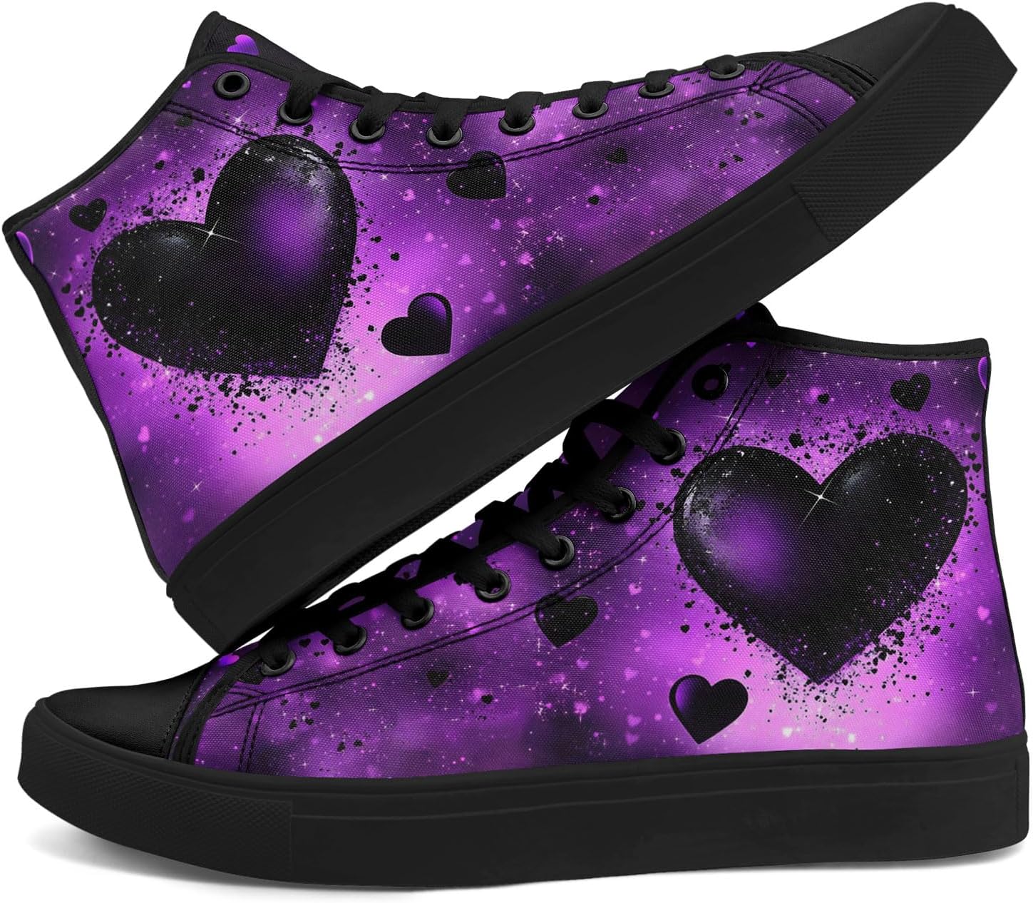 

Романтические высокие кеды на ткани для женщин и мужчин, стильная повседневная обувь ко Дню святого Валентина, унисекс, подарок для пар Awsole, черный/фиолетовый/светло-фиолетовый