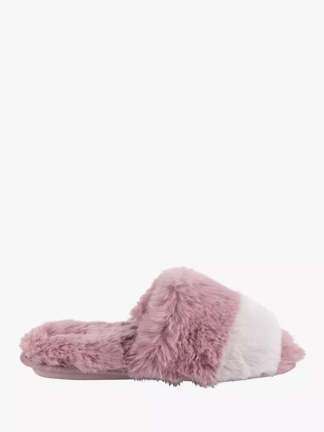 

Тапочки totes Faux Fur Contrast Stripe Slider, розовый
