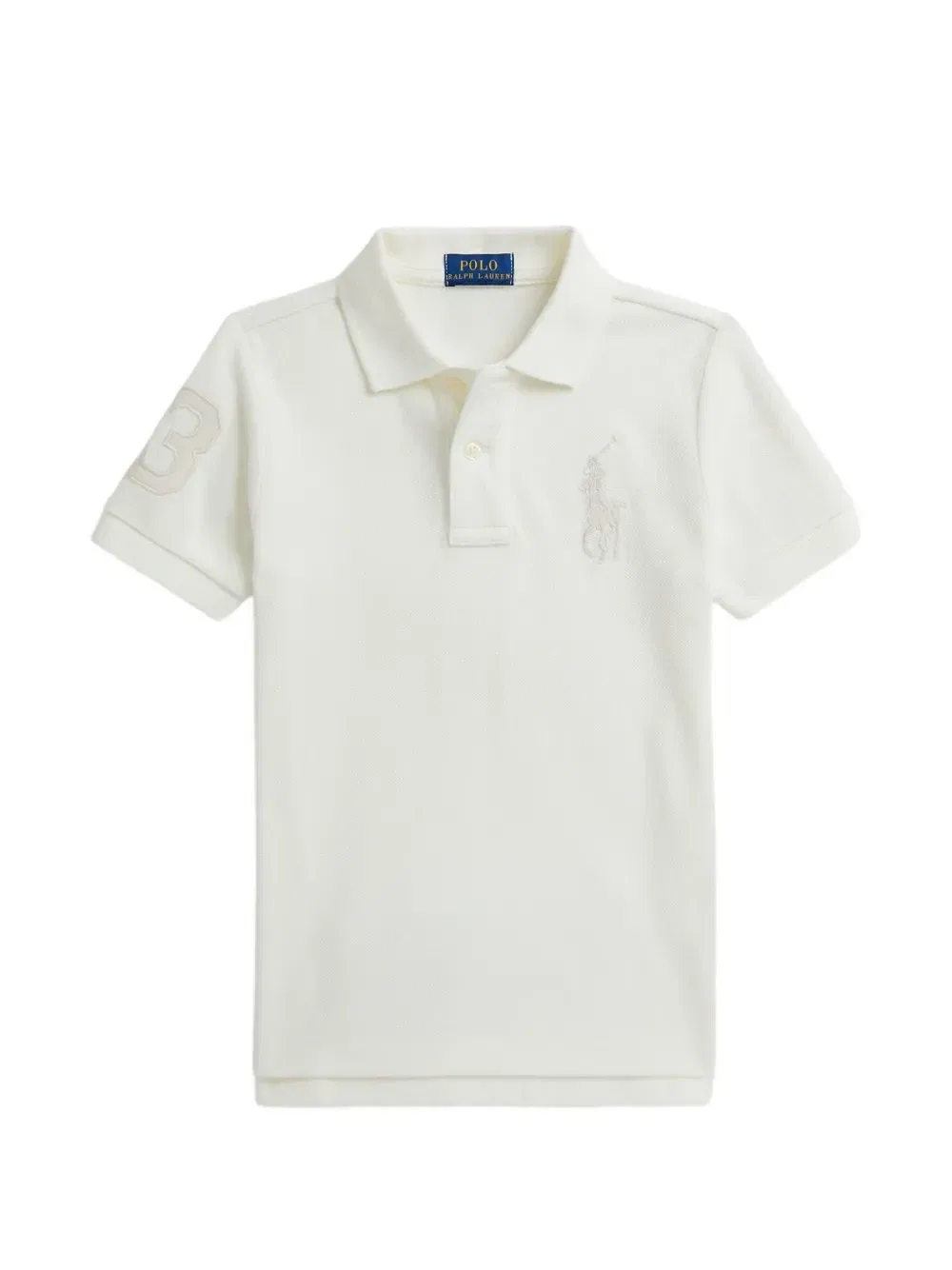 Рубашка-поло из пике с вышитым логотипом Polo Ralph Lauren Kids, бежевый