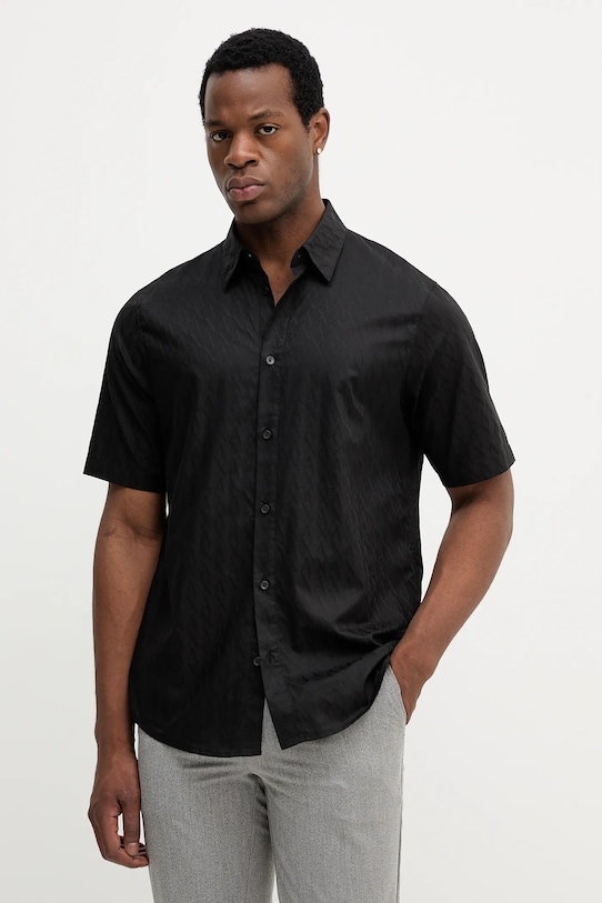

Хлопковая рубашка Armani Exchange, черный