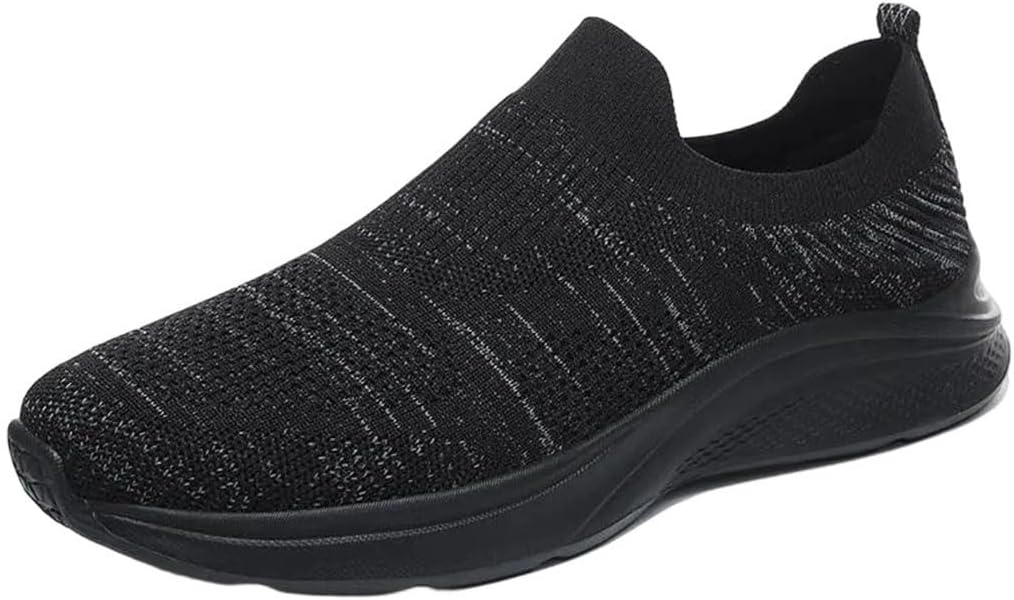 

Мужские повседневные легкие вязаные кроссовки для ходьбы, дышащие Generic, черный/серый