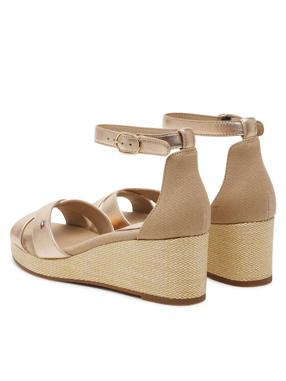 Сандалии Flag Metallic Mid Wedge Espad FW0FW08810 Tommy Hilfiger, бежевый — фото 3