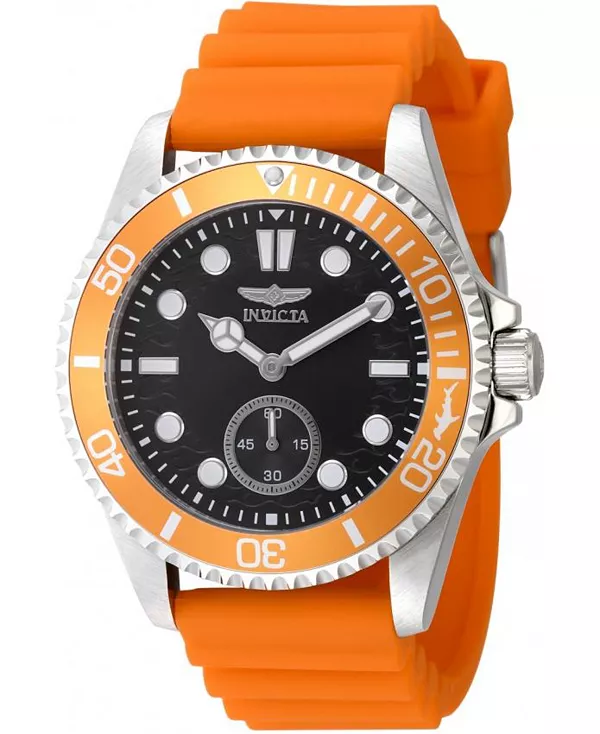 

Мужские кварцевые часы Pro Diver 49337 с двумя стрелками и черным циферблатом Invicta, orange