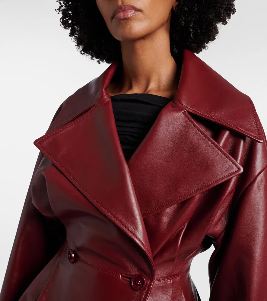 Кожаная куртка Balenciaga, бургунди — фото 3
