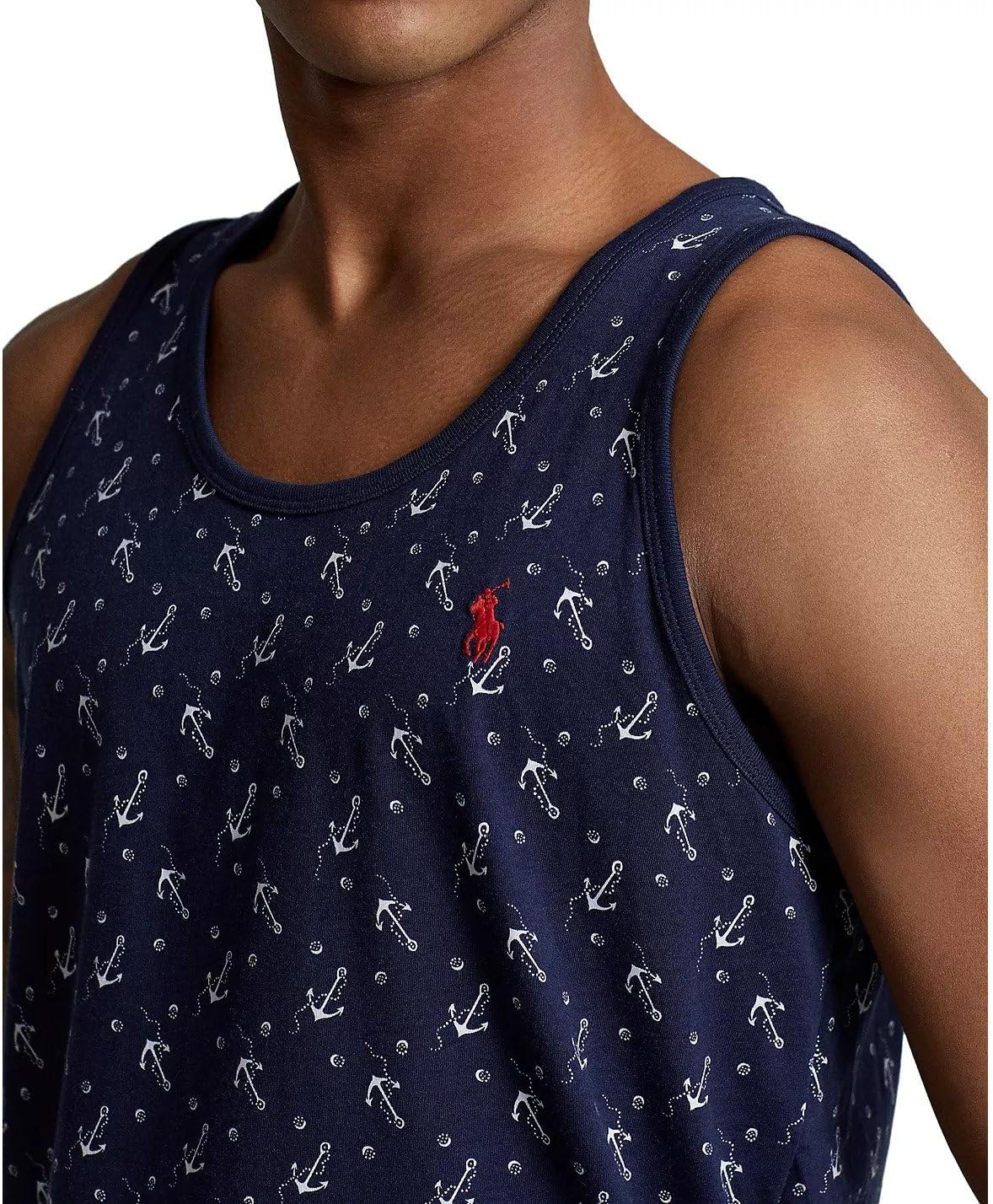 Футболка-поло Ralph Lauren с принтом якоря и лошадкой, мужская, майка, цвет navy blue с красной лошадкой POLO RALPH LAUREN, Anchors Aweigh French Navy — фото 3