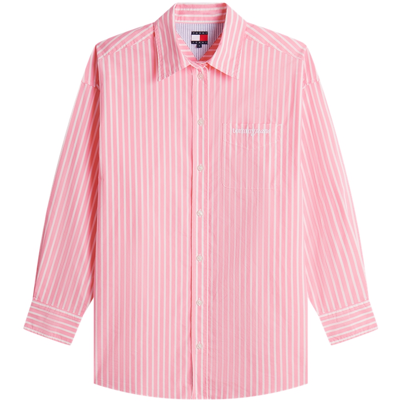 

Tommy Hilfiger Рубашка Women's Pink White Stripes 0D2 Lapel Moderate