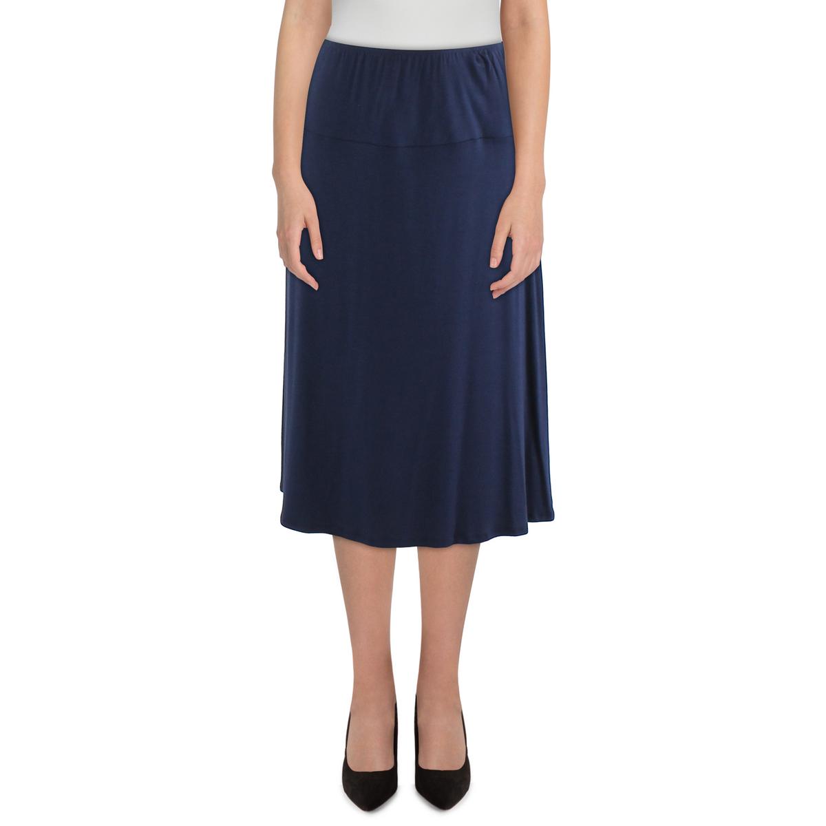 

Женская однотонная юбка-трапеция из искусственного шелка 24seven Comfort Apparel, темно-синий