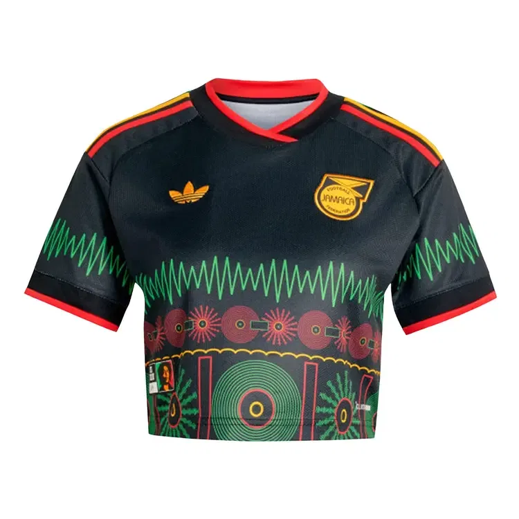 Укороченная футболка Adidas Jamaica 26 x Bob Marley Away, черный