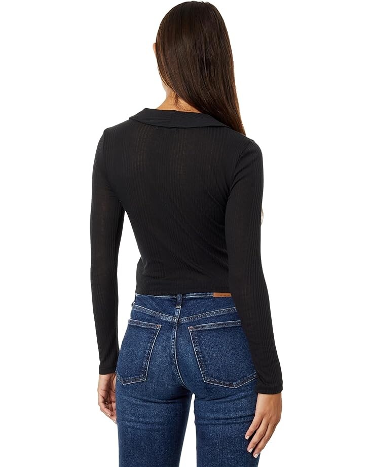 

Поло Madewell Variegated Rib V-Neck Polo Shirt, реальный черный