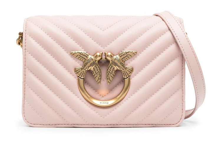 

Pinko Женская сумка через плечо из телячьей кожи, светло-розовая