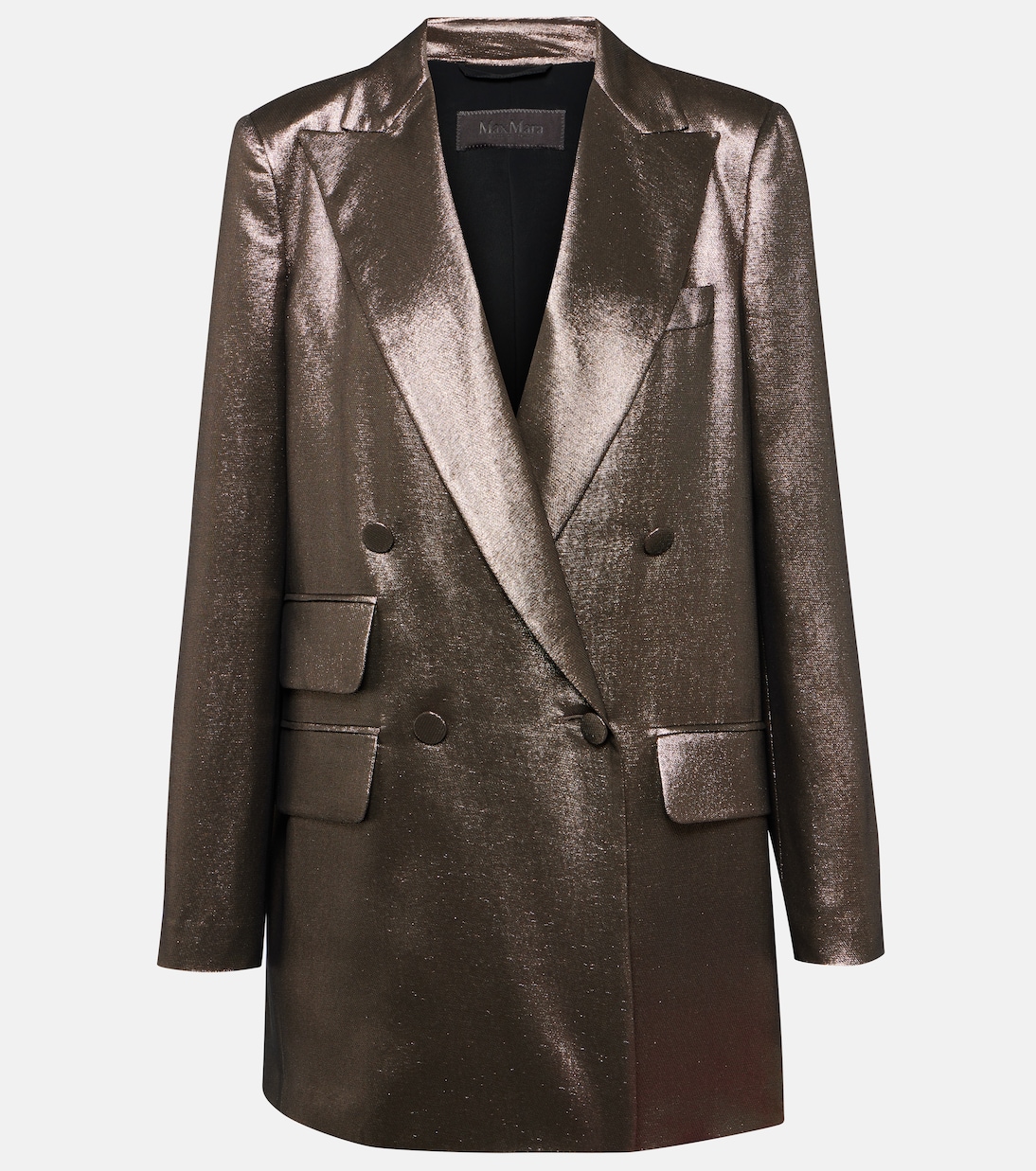 

Блейзер Edro из смесовой шелковой ткани ламе Max Mara, Bronzo