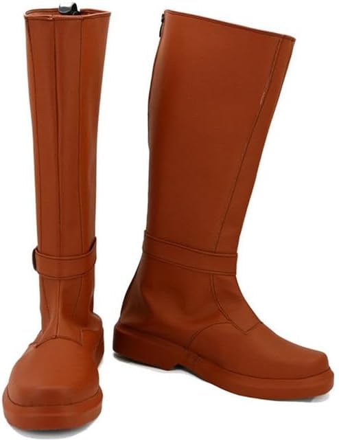 

Мастерские костюмные ботинки Взрослый Форс Рыцарь Косплей Кожаные коричневые высокие ботинки для мужчин Roeutoo