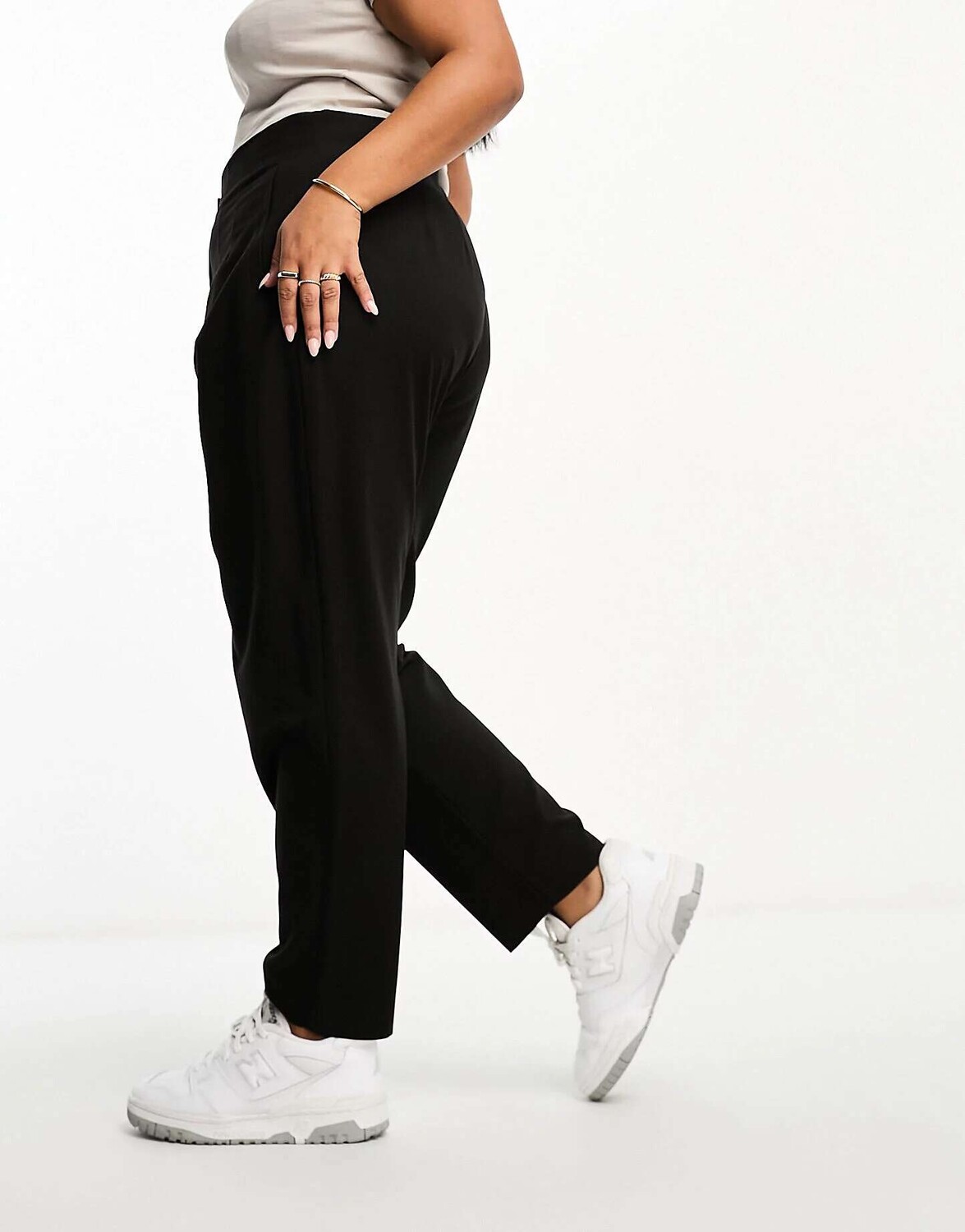 

Черные брюки со швами на талии ASOS Curve, Черный, Черные брюки со швами на талии ASOS Curve