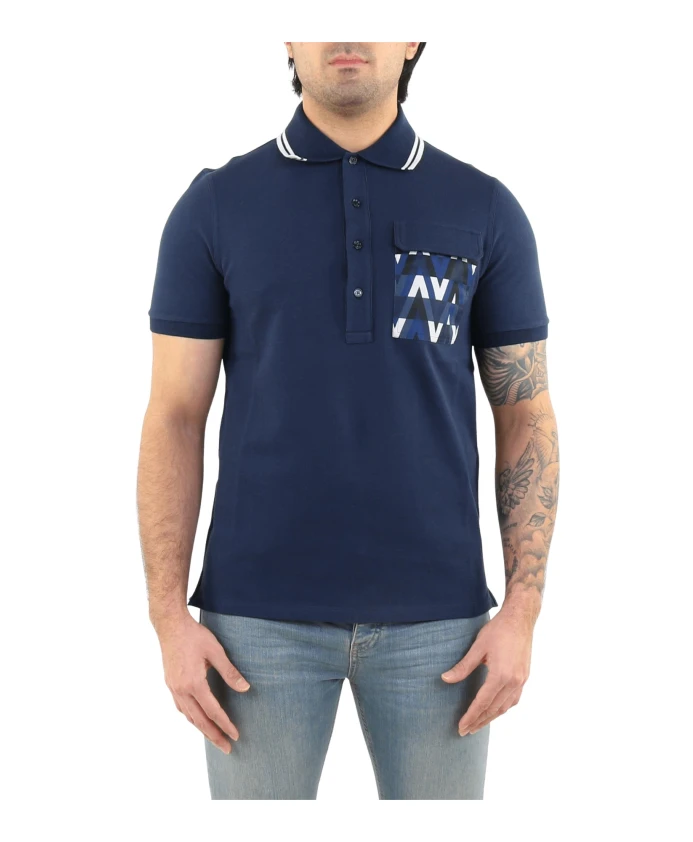 

Классическая футболка-поло с карманом Valentino, синий