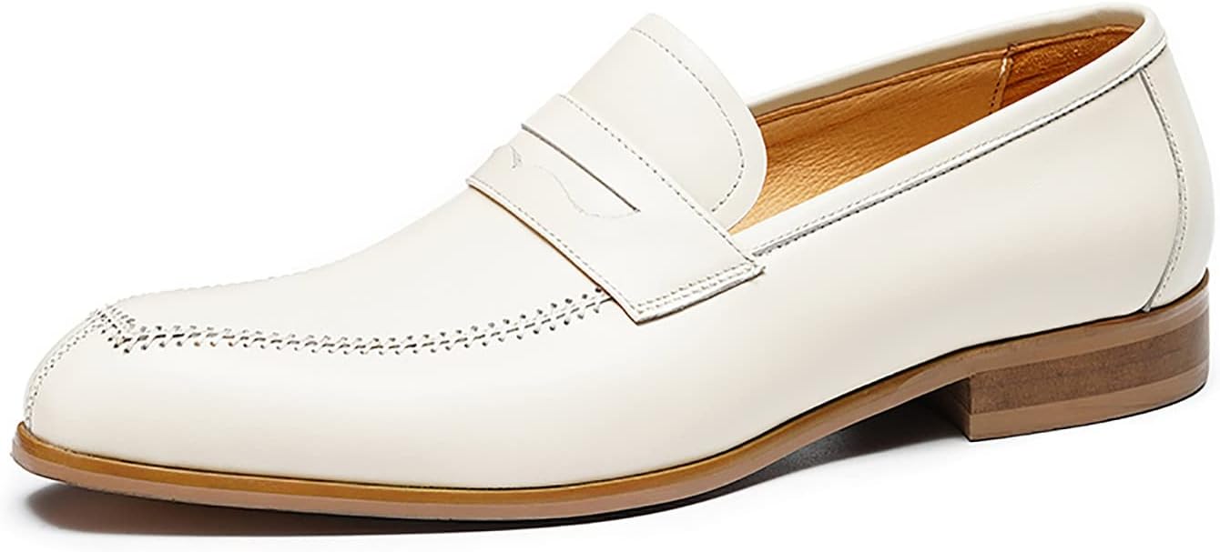 

Мужские лоферы Santimon, кожаные туфли без шнурков, формальные прогулочные, модные повседневные пенни-лоферы для мужчин, белый