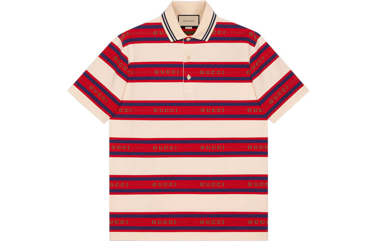 Рубашка поло Gucci мужская, в красную и белую полоску, Red and White Stripes