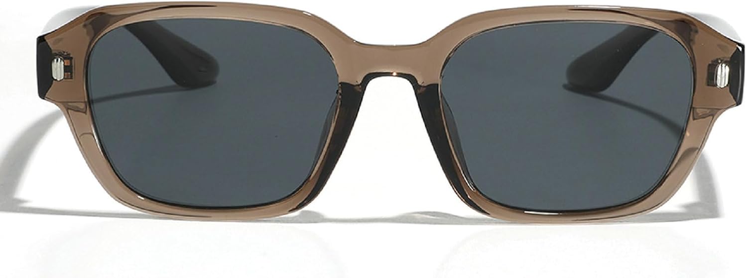 

Мужские солнцезащитные очки Melrose Retro Small Rectangle с заклепками, черные и желтые, с защитой от УФ-излучения UV400, модные женские очки с прозрачными линзами, оправа 30304, Brown