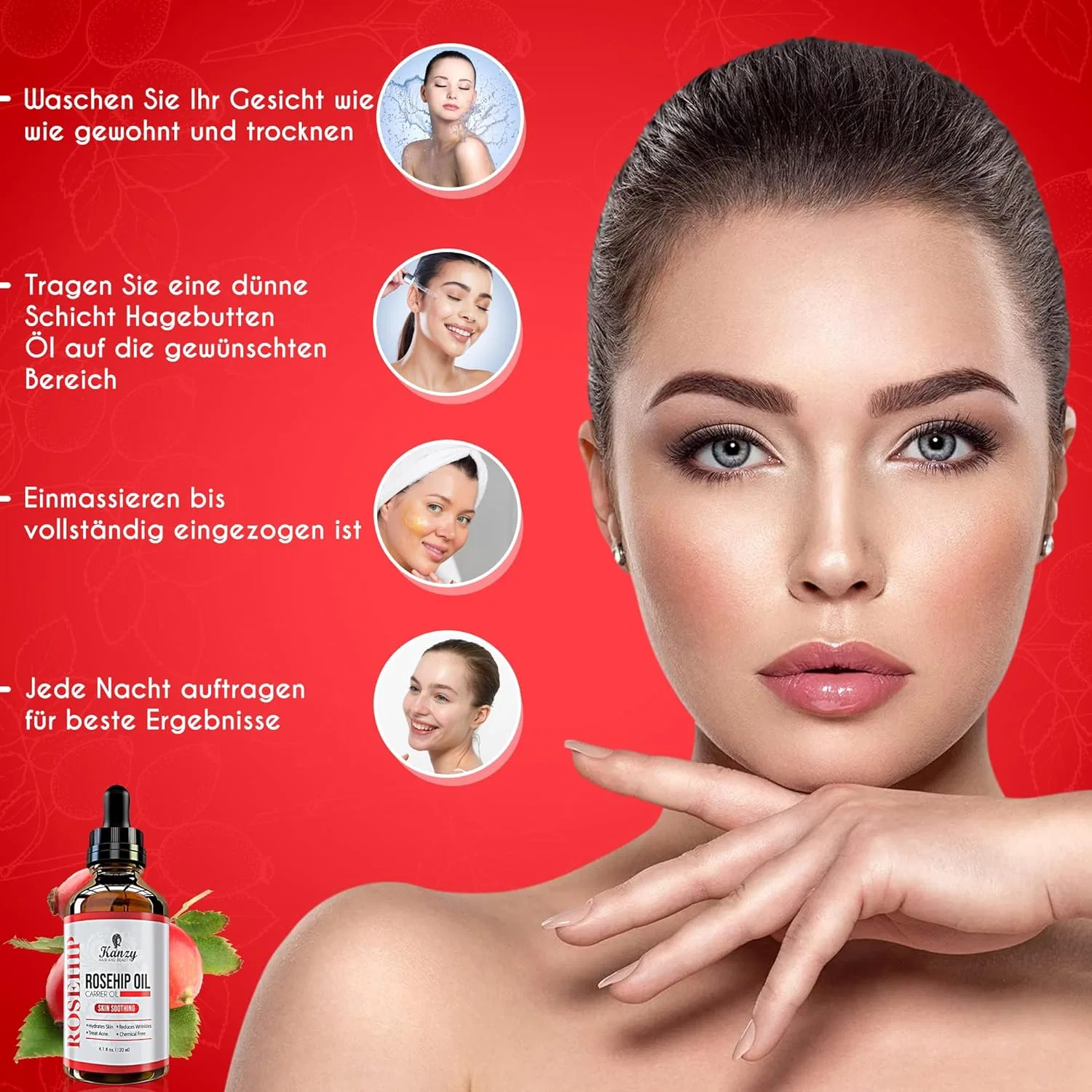 Тоник Kanzy Hair And Beauty — Органическое масло шиповника холодного отжима от, 120 мл — фото 3