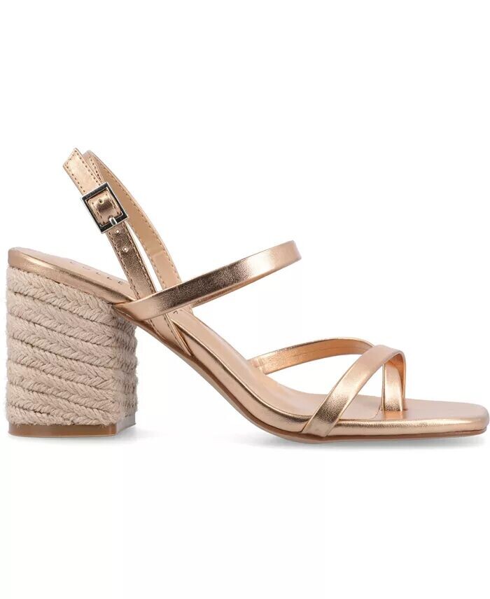 Женские босоножки Olivina Espadrille на блочном каблуке с ремешками Journee Collection, бежевый — фото 2