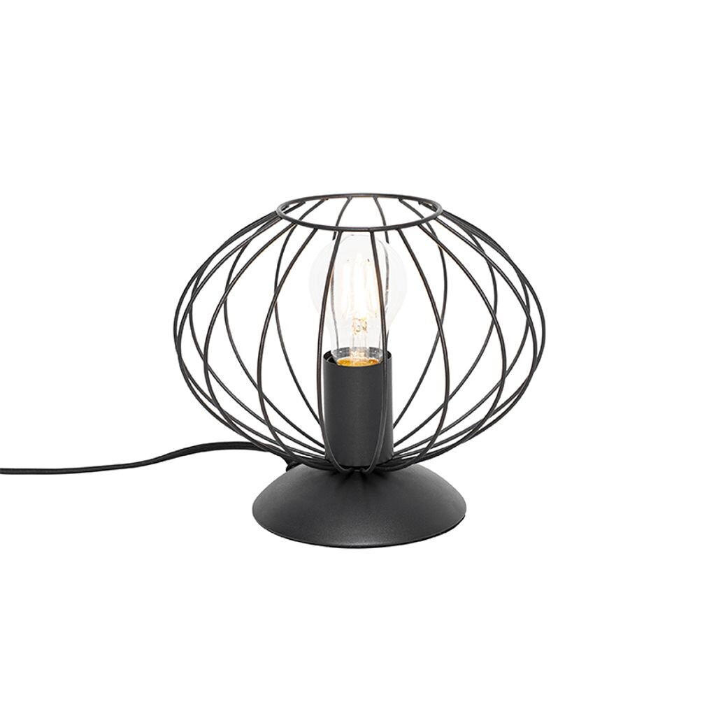 

QAZQA - Design Industrial I Vintage I Настольная лампа черная - Маргарита I Гостиная I Спальня - Круглая сталь - Подходит для светодиодов E27, черный