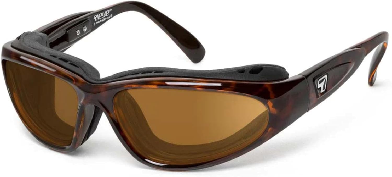 

7 солнцезащитных очков EYE CAPE с мягкой подкладкой и защитой от ветра, для использования на открытом воздухе, 100% защита от UVA + UVB лучей 7 EYE, Tortoise Frame/Polarized Copper Lenses