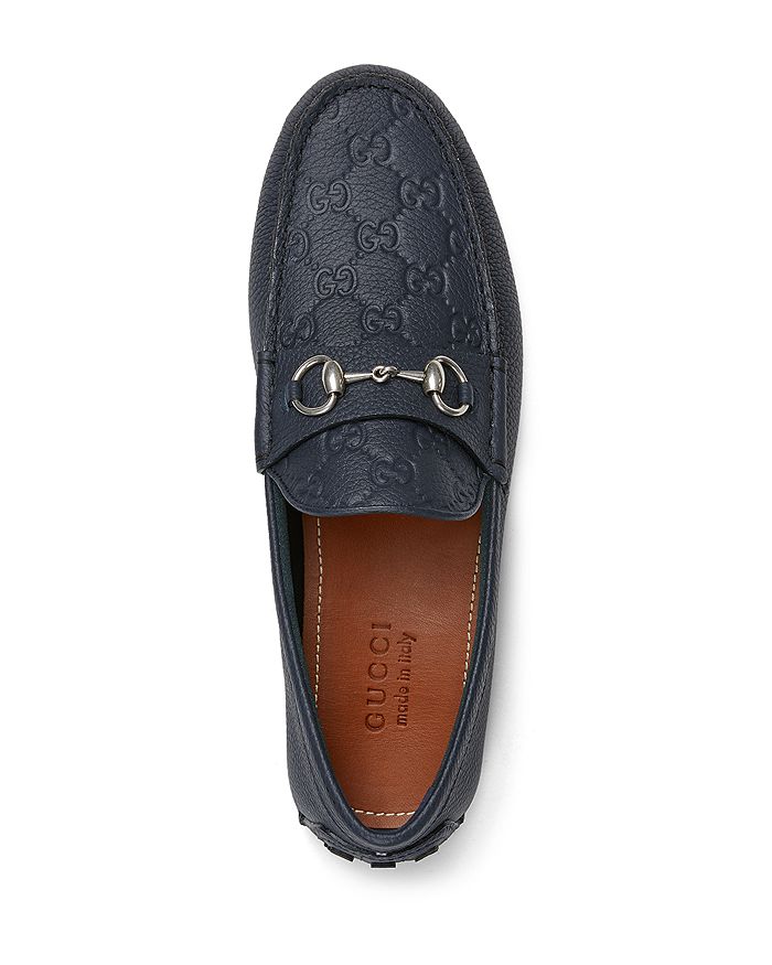 Мужские кожаные лоферы GG с подковкой Gucci, синий — фото 3