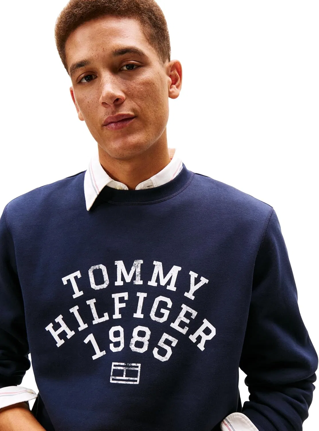 Мужская толстовка Tommy Hilfiger из хлопка средней плотности с круглым вырезом и принтом в виде арки — фото 2