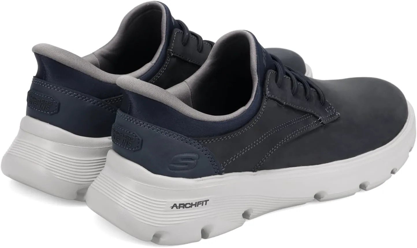 Мужские кроссовки Skechers USA Arch Fit Garza - Langston с закругленным носком, кожаным верхом и шнуровкой, темно-синий — фото 2