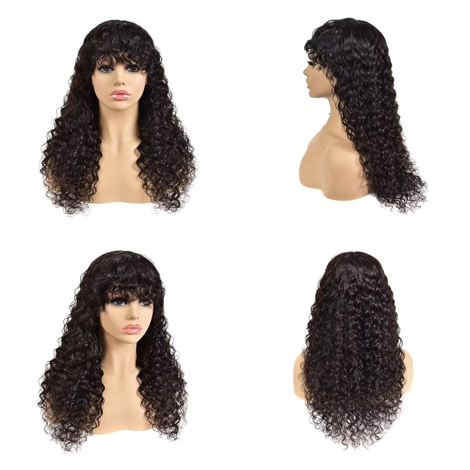 Парик из натуральных бразильских вьющихся волос 40.6 см Classine, Natural Black — фото 4