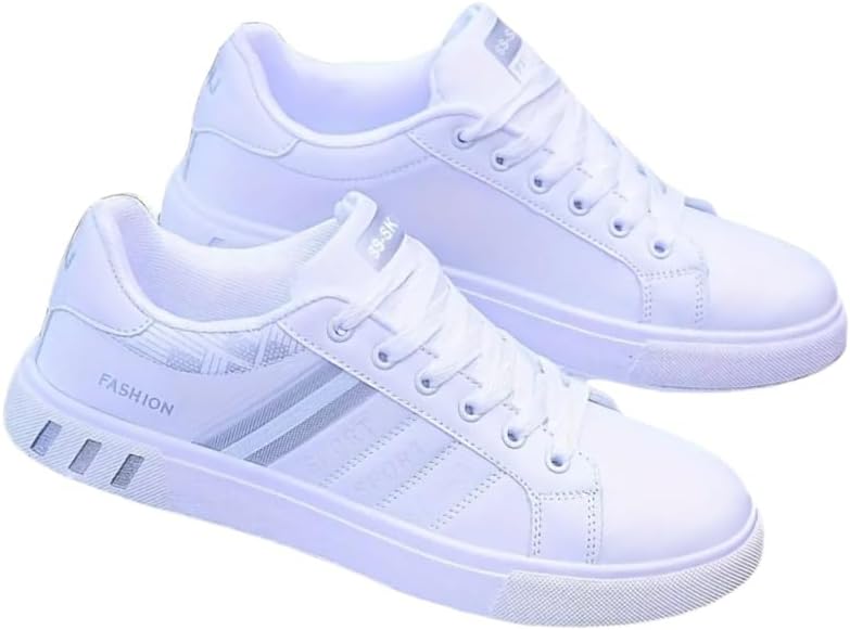 

Мужские кроссовки на шнуровке FmShi, с полосатым дизайном, для скейтборда, обеспечивают хорошее сцепление, дышащие и удобные, белый/серый