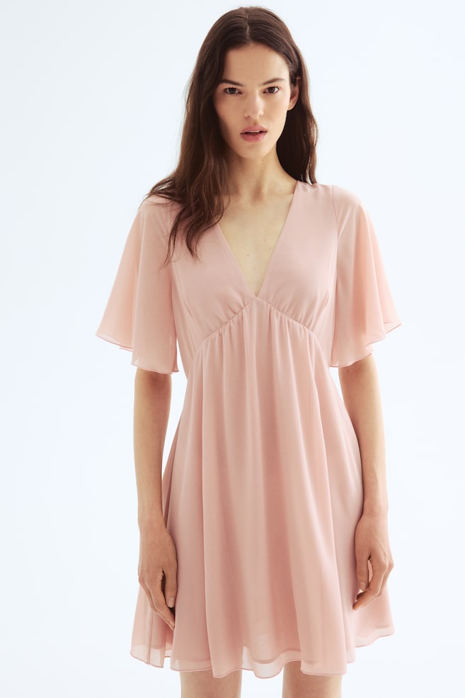 

Платье из шифона с V-образным вырезом H&M, розовый