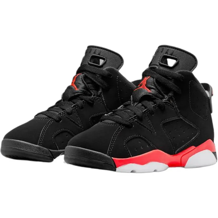Jordan Детские баскетбольные кроссовки Air 6 Mid top черно-красные для детей 3-7 лет — фото 4